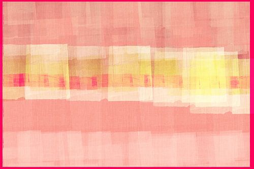 Abstract in neonroze, wit en geel.