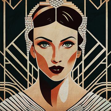 Portrait of Brigitte in Art Deco style by Jan Keteleer