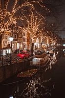 Lumières de Noël sur le Spiegelgracht d'Amsterdam