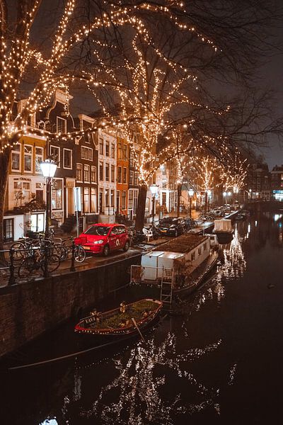 Kerstverlichting op de Spiegelgracht Amsterdam van Ali Celik