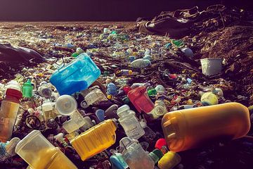 Illustratie Plastic afval op het strand van Animaflora PicsStock