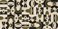 Geometria retrò. Bauhaus style abstract industrial  in pastel green, beige, black  II by Dina Dankers thumbnail