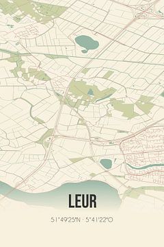 Vintage landkaart van Leur (Gelderland) van MijnStadsPoster