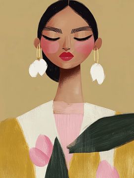 Kleurrijk modern portret van Carla Van Iersel