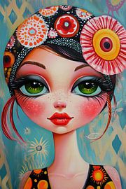 Frau und Blumen von Blickfänger Gemälde