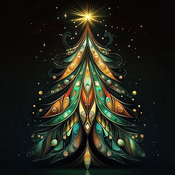 Weihnachtsbaum glitzernder Stern Weihnachten von Mel Digital Art