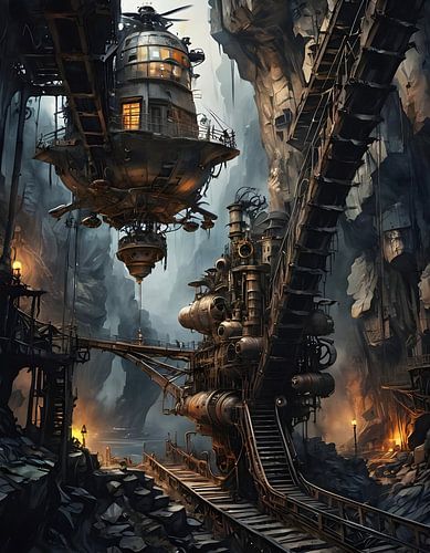 fantastische industriële gebouwen, steampunk