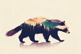 Beer met landschap van Poster Art Shop