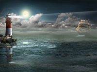 Segelschiff unter Beleuchtung