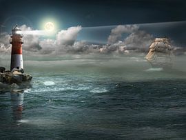 Segelschiff unter Beleuchtung von Monika Jüngling