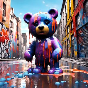 Teddybeer met verf