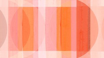 Mid Eeuw Bauhaus Vormen Roze Koraal Rood Perzik van FRESH Fine Art