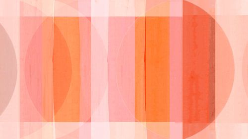 Mid Century Bauhaus Shapes Pink Coral Red Peach