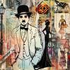 Charlie Chaplin in Collage by Arjen Roos