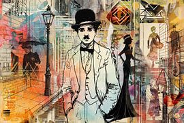 Charlie Chaplin in Collage van Arjen Roos