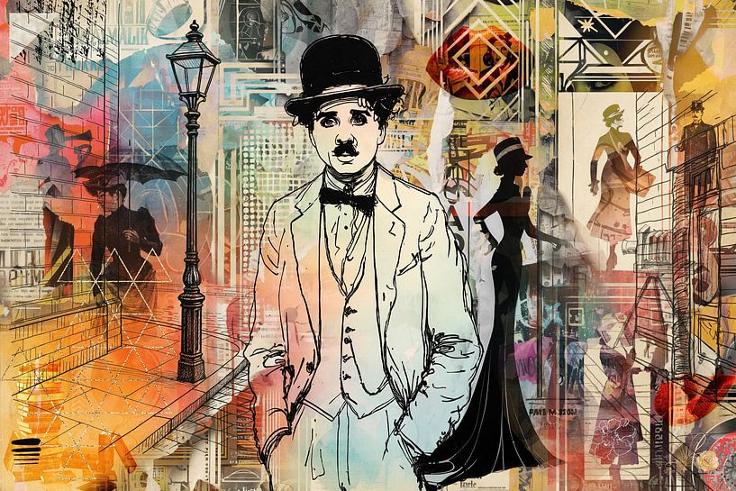 Charlie Chaplin in Collage by Arjen Roos