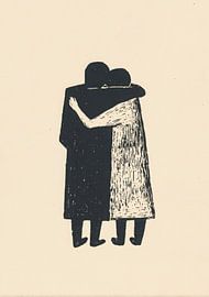 Two figures embracing Beige by Niklas Maximilian