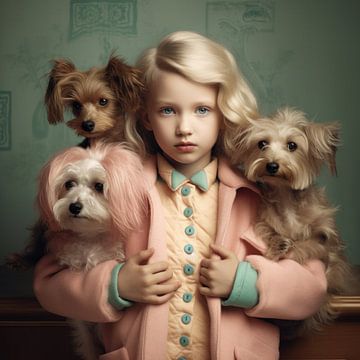 Portrait d'art "Moi et mes chiens" sur Carla Van Iersel