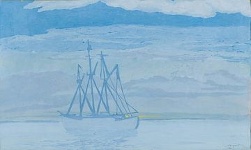 Léon Spilliaert - Trawler op zee (1921) van Peter Balan
