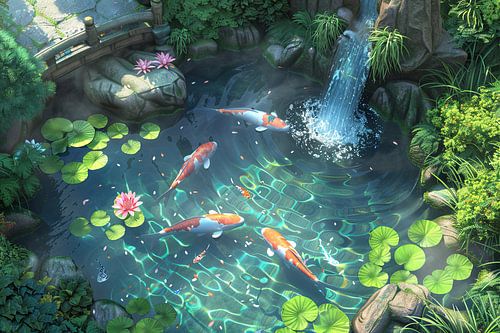 koi karper vissen in een vijver