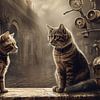 Twee katten in een surrealistische wereld van Patricia Hofmeester
