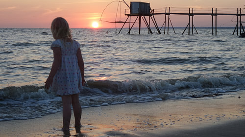 Zonsondergang bij een Carrelet bij Les Moutiers-en-Retz