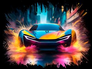 Cool sports car - aquaplaning