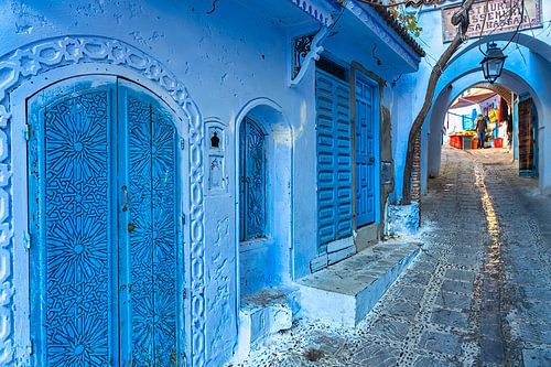 Closed shop doors in Chefchaouen