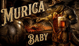 Art pour « man cave » : BBQ Gator sur Suge Works