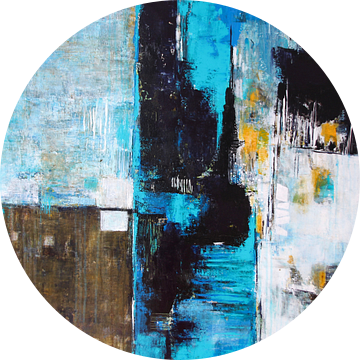 Abstract in blauw- Turkoois nr.2 van Claudia Neubauer