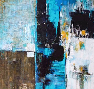 Abstract in blauw- Turkoois nr.2 van Claudia Neubauer