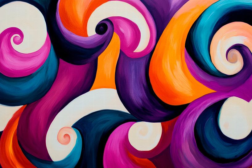 Colourful swirls of colour - abstract and lively by Poster Art Shop