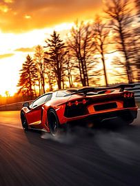 Lamborghini Aventador Red Sunset Racing Track 3
