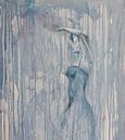 Dancing in the rain, danseres vrouw abstract schilderij van Jos van de Venne thumbnail