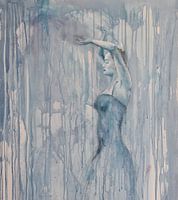 Dancing in the rain, dancer woman abstract painting