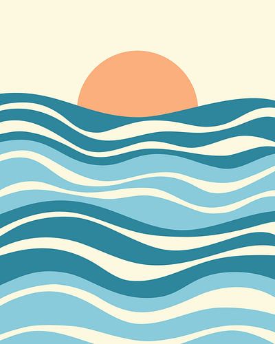 Meer mit Sonnenuntergang warm