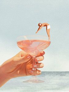 Sip And Dive - Cocktail Collage Kunstdruk