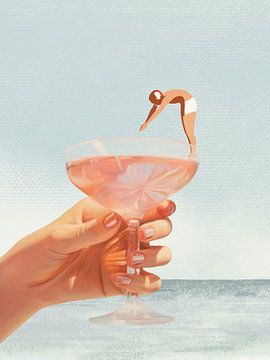 Sip And Dive - Cocktail Collage Kunstdruk van Dagmar Pels