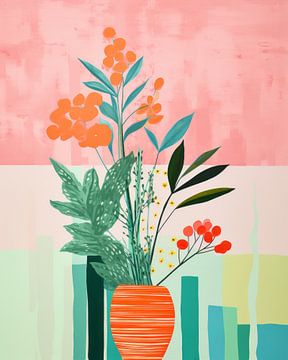 Collage coloré et joyeux avec des fleurs sur Studio Allee