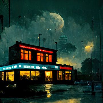Das letzte geöffnete Café in einer regnerischen Herbstnacht, Teil 1 von Maarten Knops