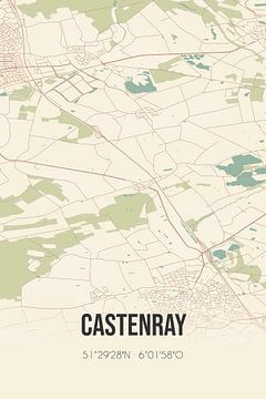 Vintage landkaart van Castenray (Limburg) van MijnStadsPoster