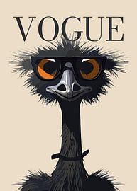 emu stylish wearing sunglasses blowing pink bubble gum vogue poster by Cross