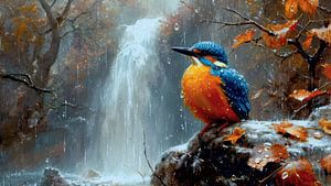 Eisvogel am Wasserfall