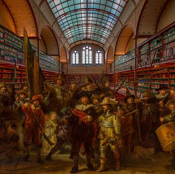 Nachtwacht van Rembrandt van Rijn in de bibliotheek