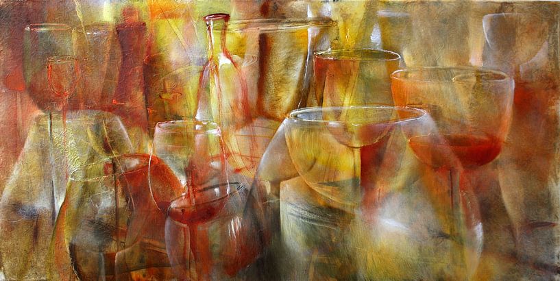 Party - Gläser und Flaschen in gelb, gold und ocker von Annette Schmucker