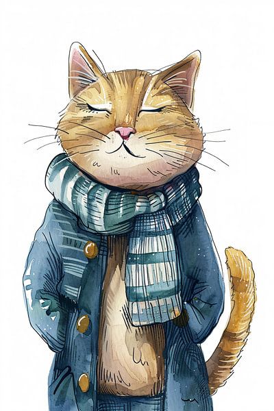 Orange cat with blue coat by Imperial Art House