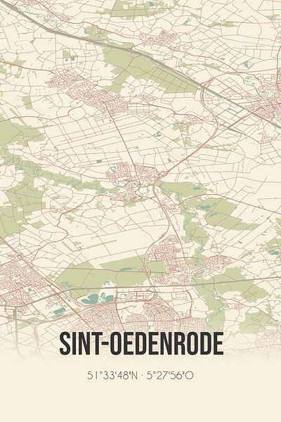 Alte Karte von Sint-Oedenrode (Nordbrabant) von Ortsdrucke