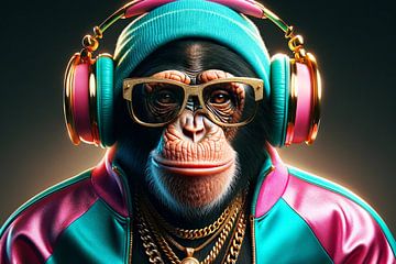 Chimpansee met stijl - beats en schittering van artefacti