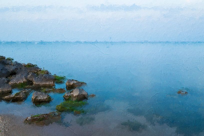 Blauwe rustige zee van Digitale Schilderijen