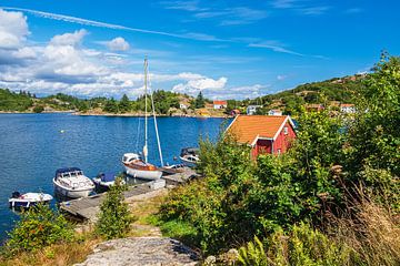 Blick auf das Dorf Farestad in Norwegen